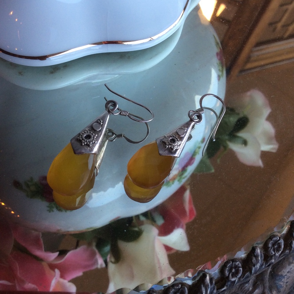 RETIRED LISTING Amber Citrine Faceted Droplet - Picture 4 of 8